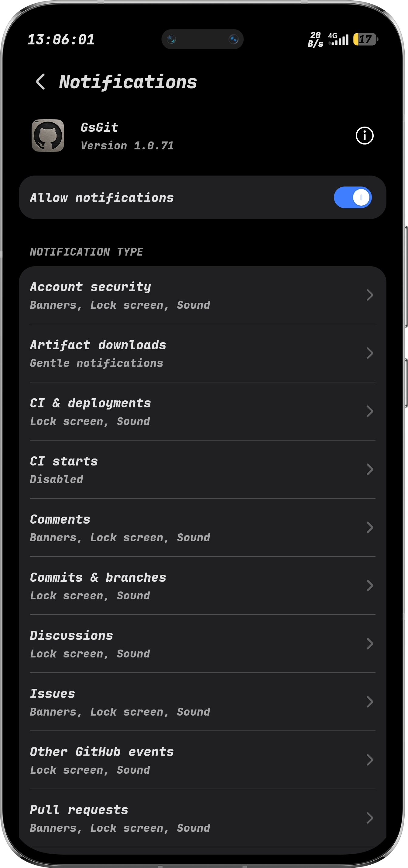 Per-category notification channels